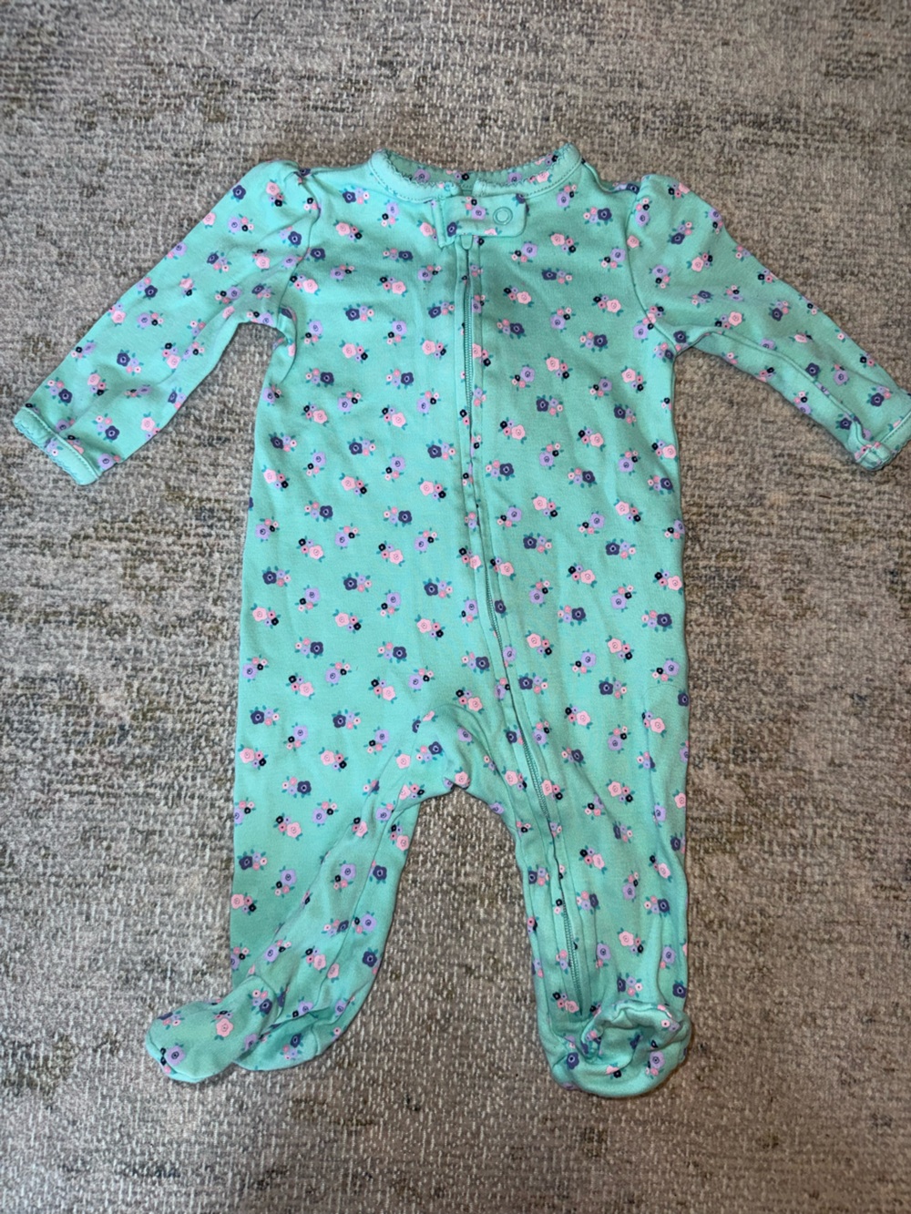 Carter's Mint Green Floral One-Piece Pajamas